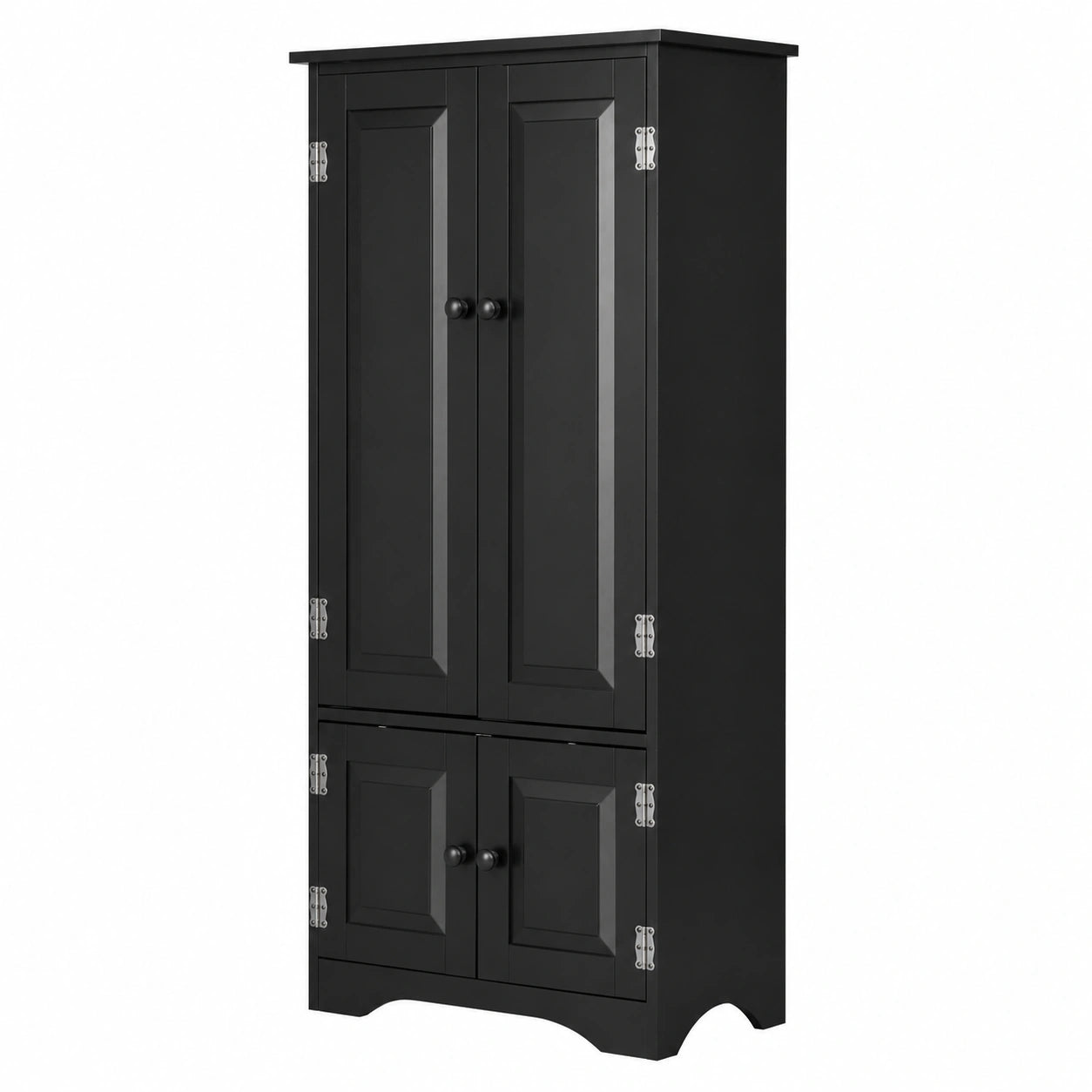 Schrank – 59 × 32 × 123 cm, mit Ablagen, aus Holz, Schwarz, für Wohnzimmer, Schlafzimmer und Badezimmer