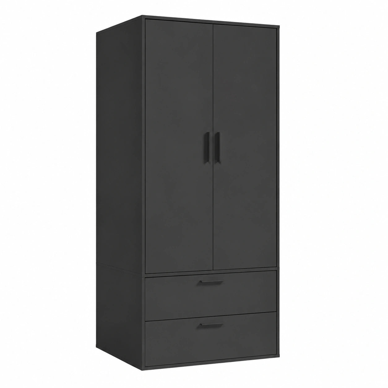 Kleiderschrank – 80 × 180 × 51 cm, mit Schubladen, aus Holz, Anthrazit und Schwarz, für Schlafzimmer