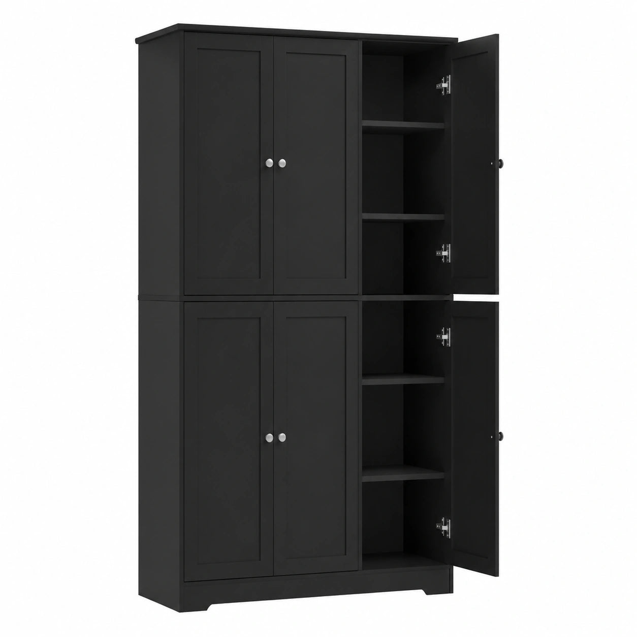 Küchenschrank – 180 × 106 × 37 cm, mit mehreren Türen, mit Ablagen, Schwarz, für Küche, Wohnzimmer und Flur