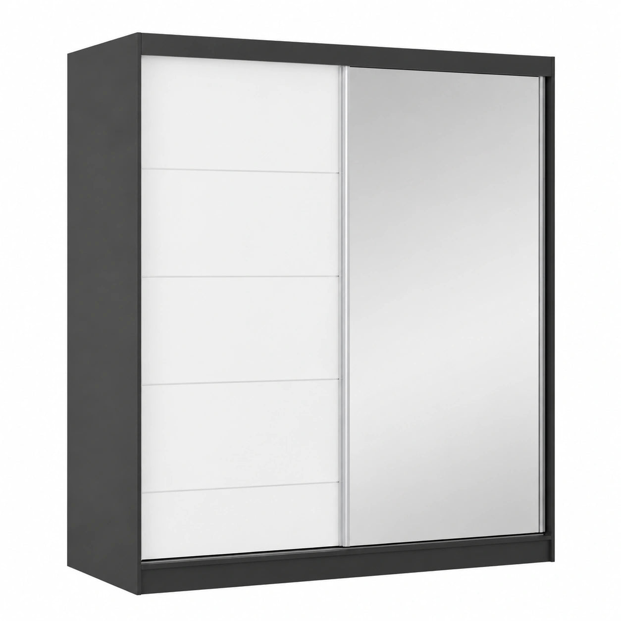 Kleiderschrank – 183 cm, moderner Stil, mit Stauraum, Schwarz, für Schlafzimmer
