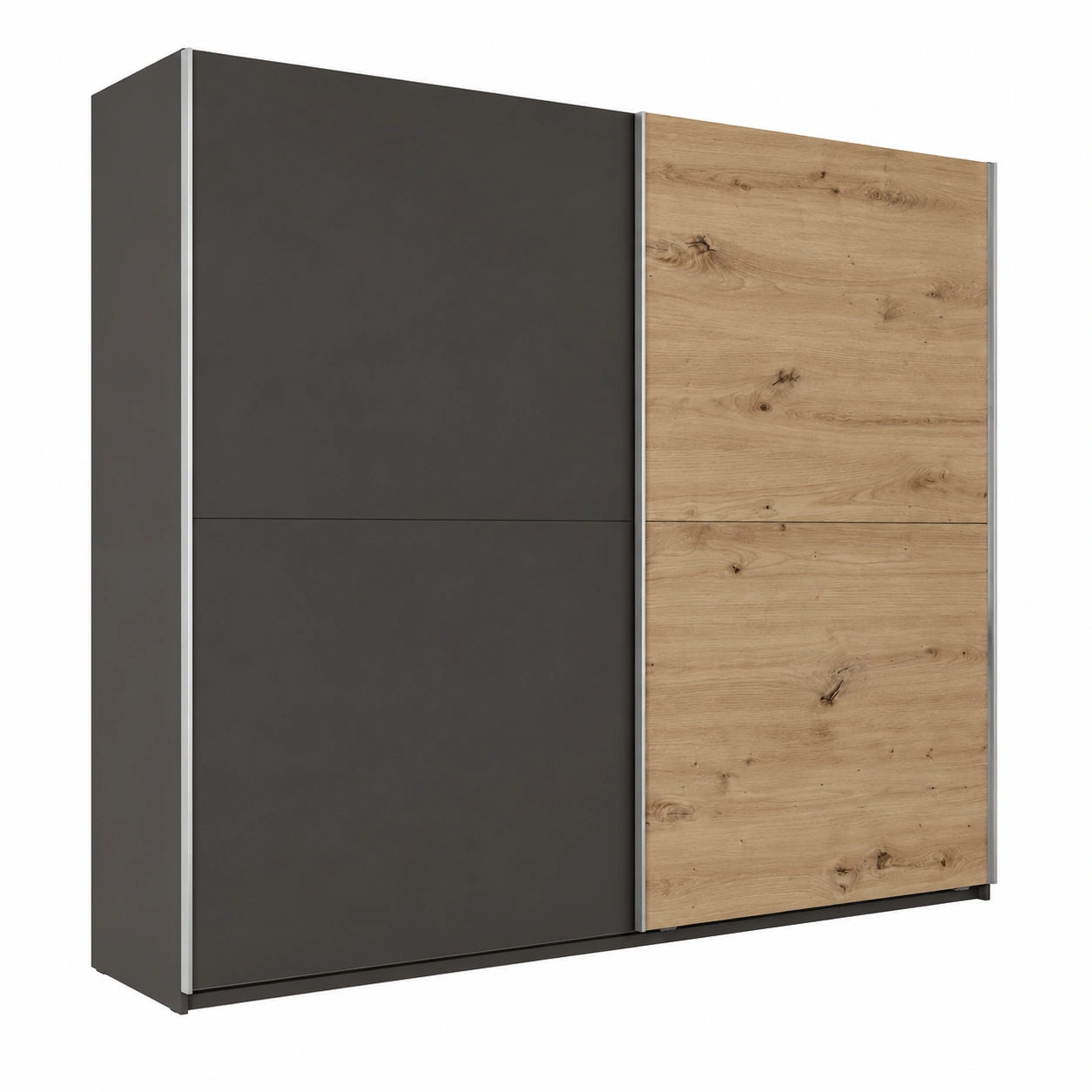 Kleiderschrank – 270 × 210 × 60 cm, mit Stauraum, mit mehreren Türen, aus Eichenholz, Artisan-Eiche