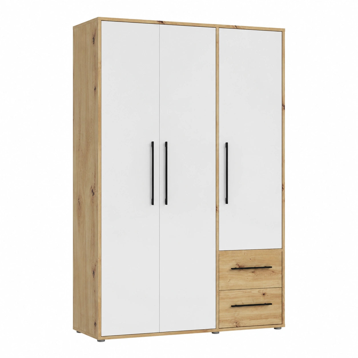 Kleiderschrank – 144,4 cm, moderner Stil, mit Schubladen, mit mehreren Türen, aus Holzwerkstoff und Eichenholz, Artisan-Eiche