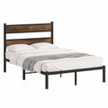 Bettgestell – 140 × 200 cm, mit Stauraum, aus Holzwerkstoff und Stahl, Braun, für Schlafzimmer