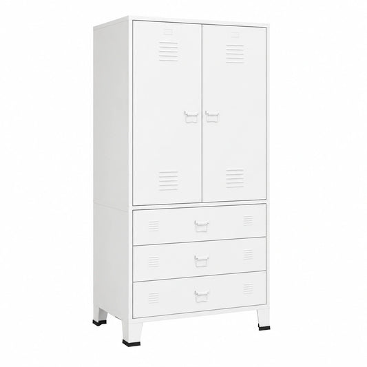Kleiderschrank – 90 × 50 × 180 cm, Industriestil, mit Ablagen, aus Metall, für Schlafzimmer, Büro und Flur