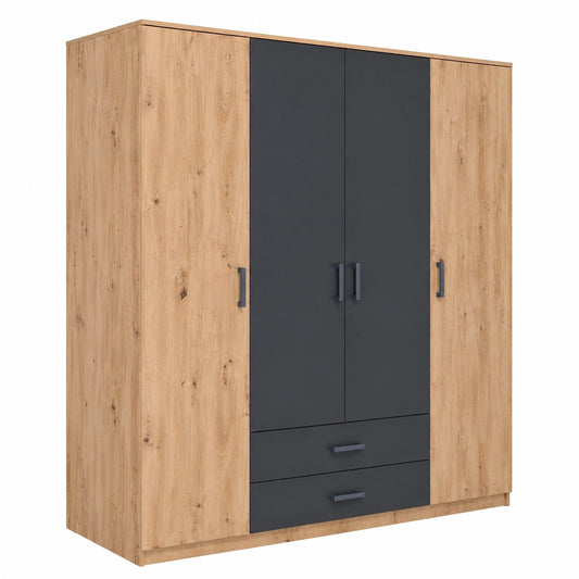 Kleiderschrank – moderner Stil, mit Stauraum, aus Eichenholz, Anthrazit
