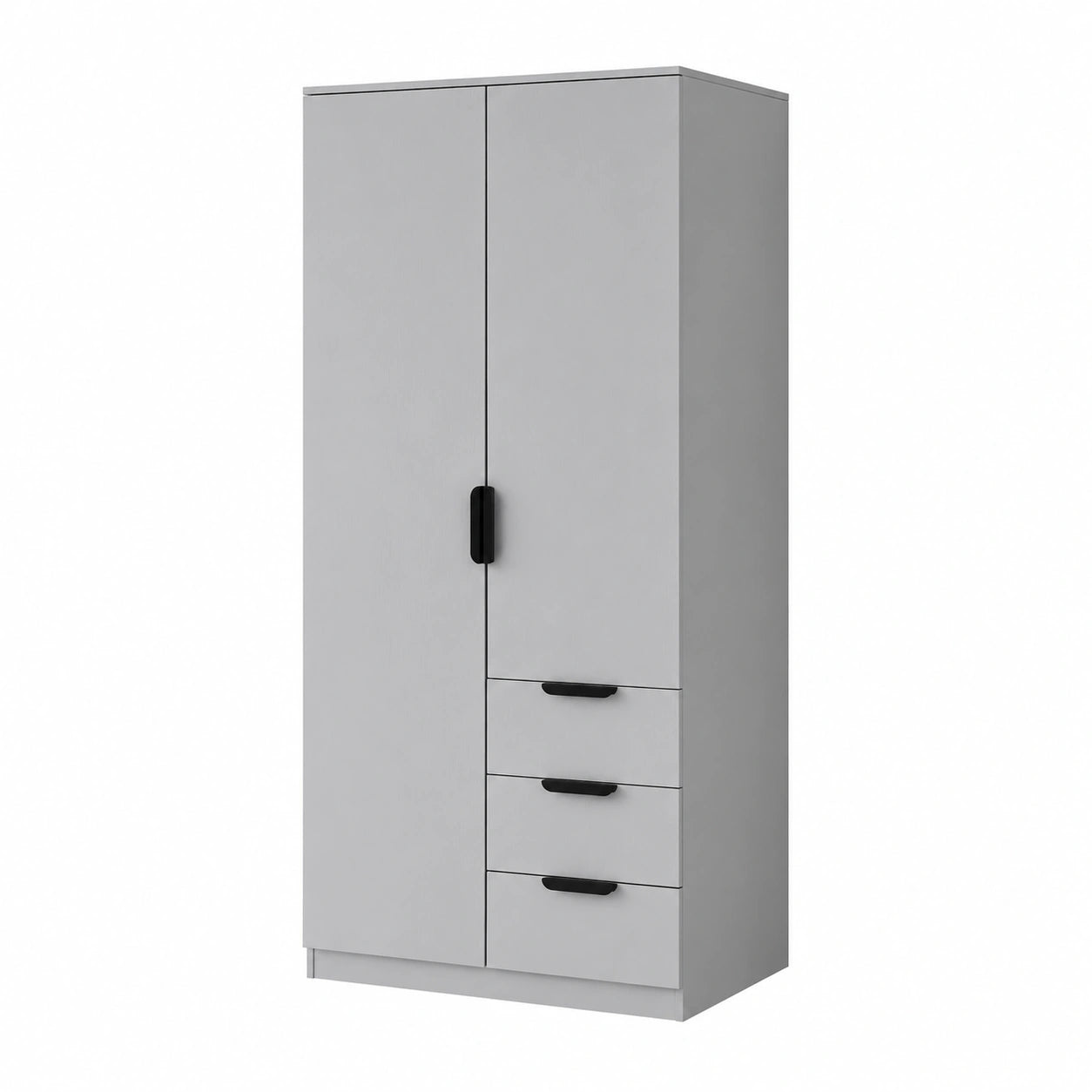 Kleiderschrank – 176 × 80 × 52 cm, mit Schubladen, mit mehreren Türen, Grau