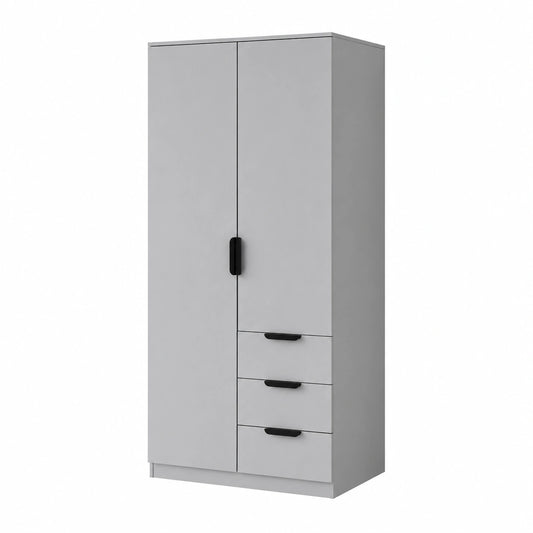 Kleiderschrank – 176 × 80 × 52 cm, mit Schubladen, mit mehreren Türen, Grau