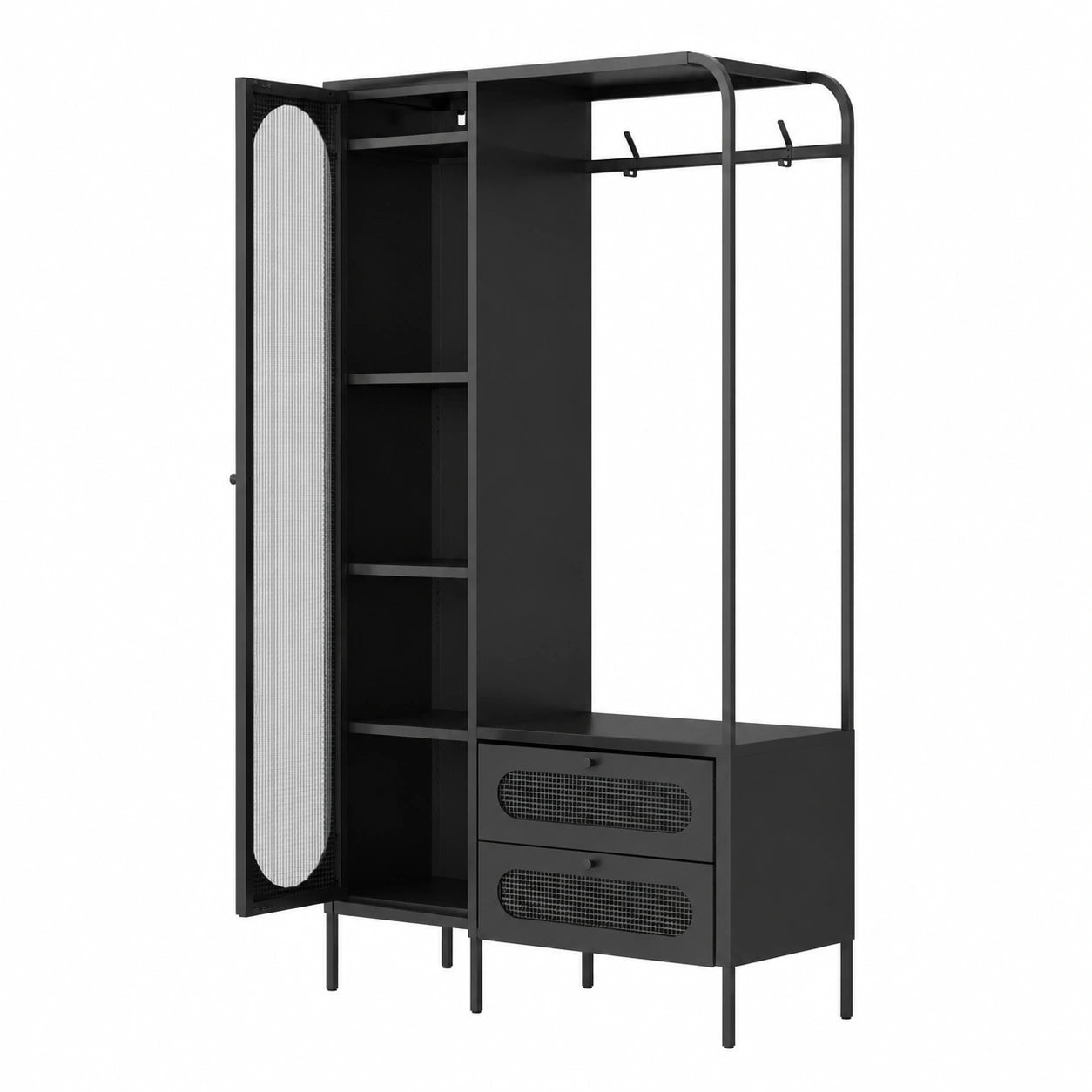 Regal – 102 × 40 × 180 cm, Industriestil, mit Schubladen, für Schlafzimmer und Flur