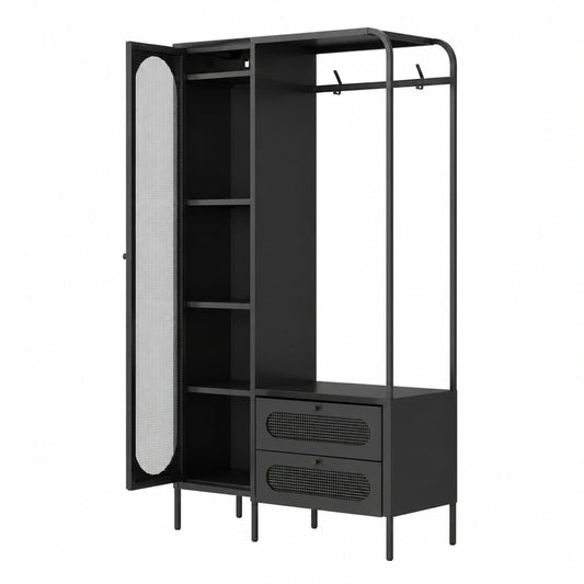 Regal – 102 × 40 × 180 cm, Industriestil, mit Schubladen, für Schlafzimmer und Flur