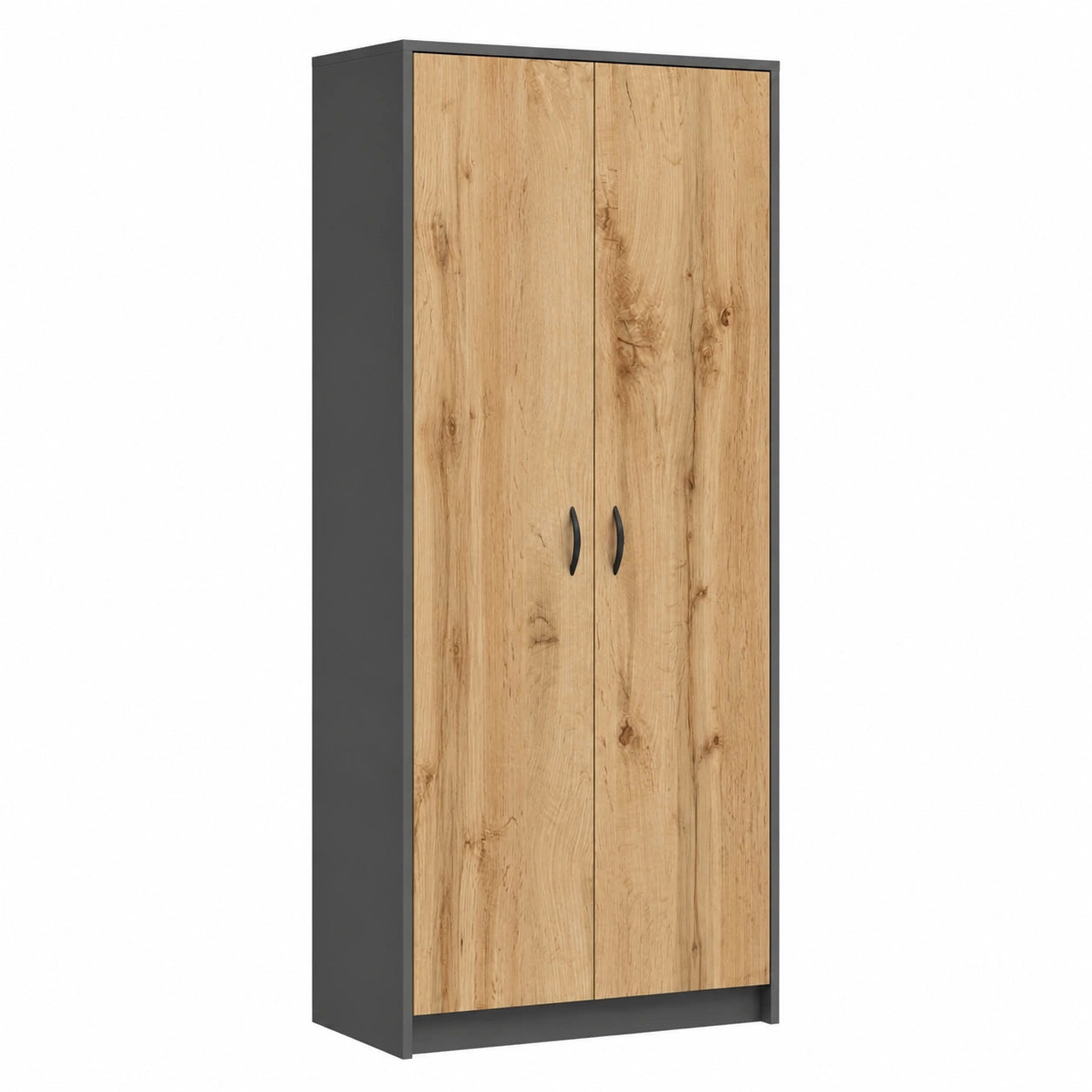 Kleiderschrank – 74 cm, mit Ablagen, aus Eichenholz und Holz, Anthrazit, für Schlafzimmer, Büro und Flur