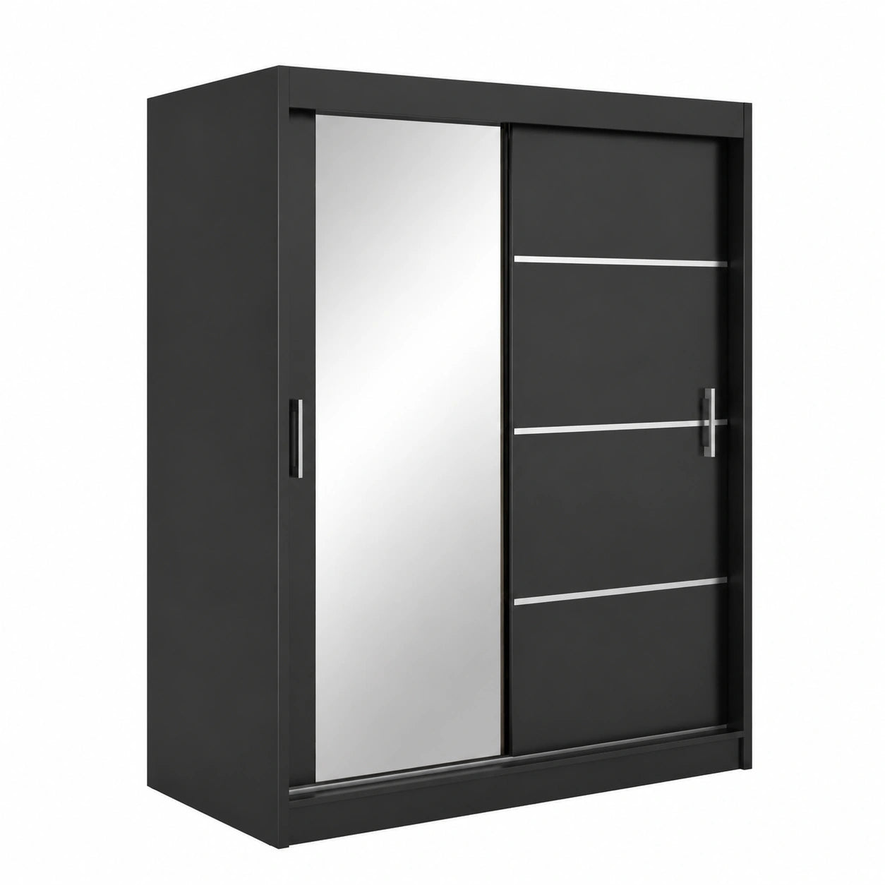 Kleiderschrank – 160 cm, mit Ablagen, Schwarz