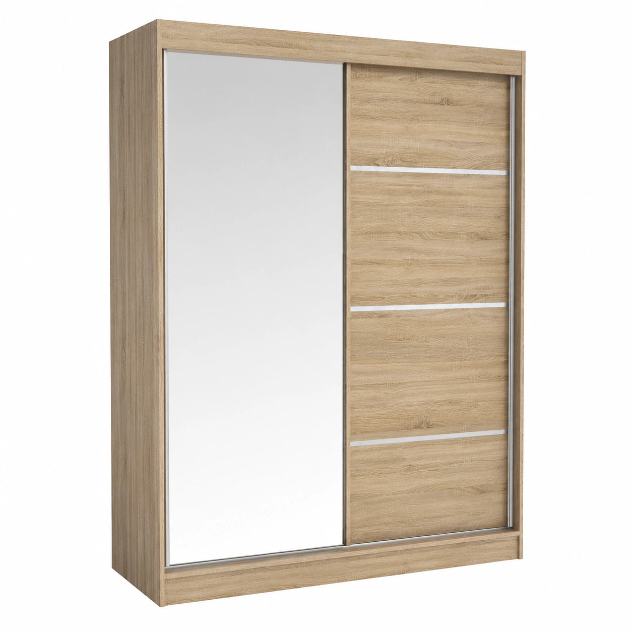 Kleiderschrank – 160 cm, mit Ablagen, aus Eichenholz, Sonoma-Eiche