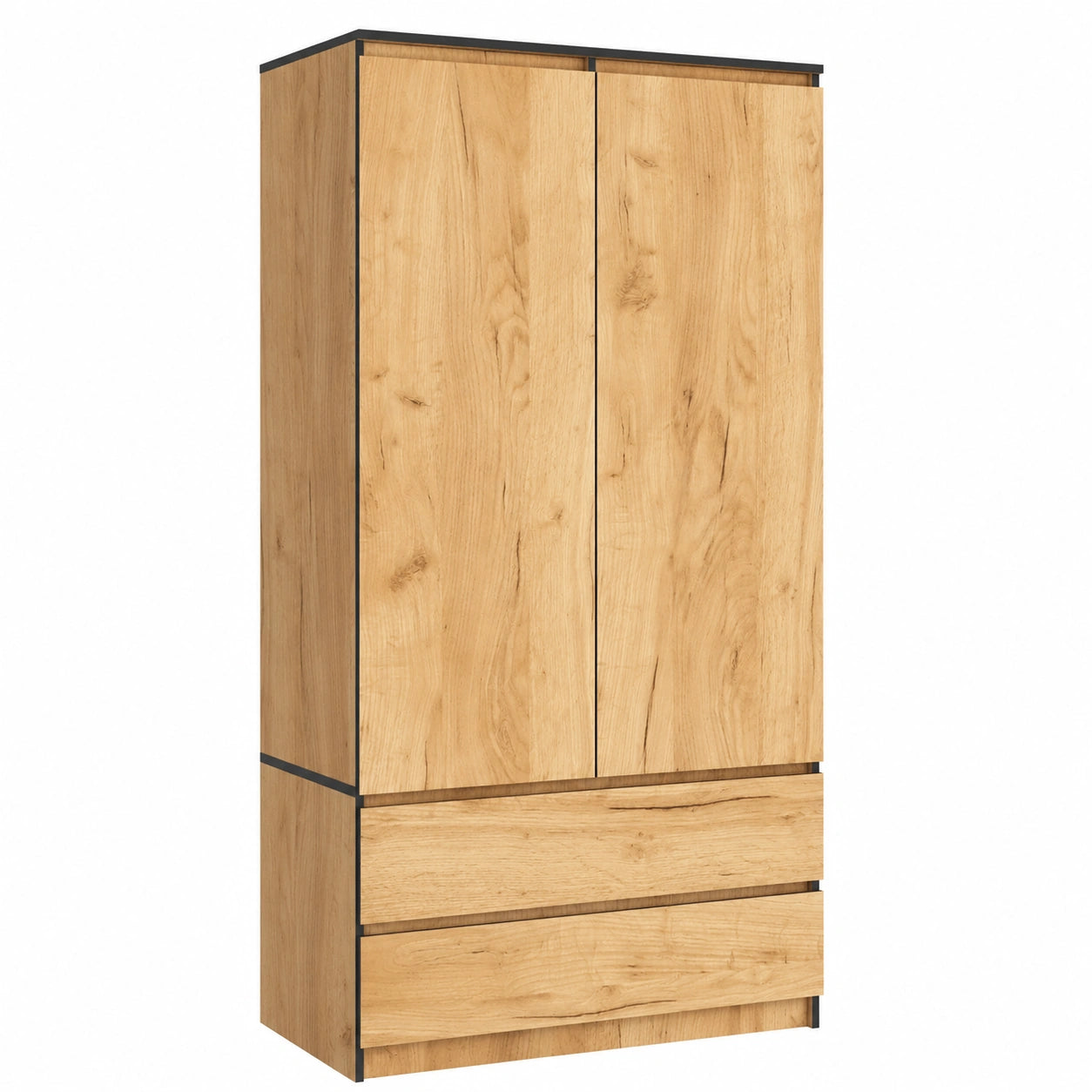 Kleiderschrank – 90 cm, minimalistischer Stil, mit Schubladen, für Schlafzimmer